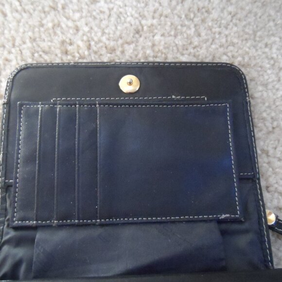 Rochelier Wallet Genuine Leather Straplet Black Card Holder Change Pocket Zipper - Picture 7 of 15